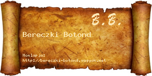Bereczki Botond névjegykártya